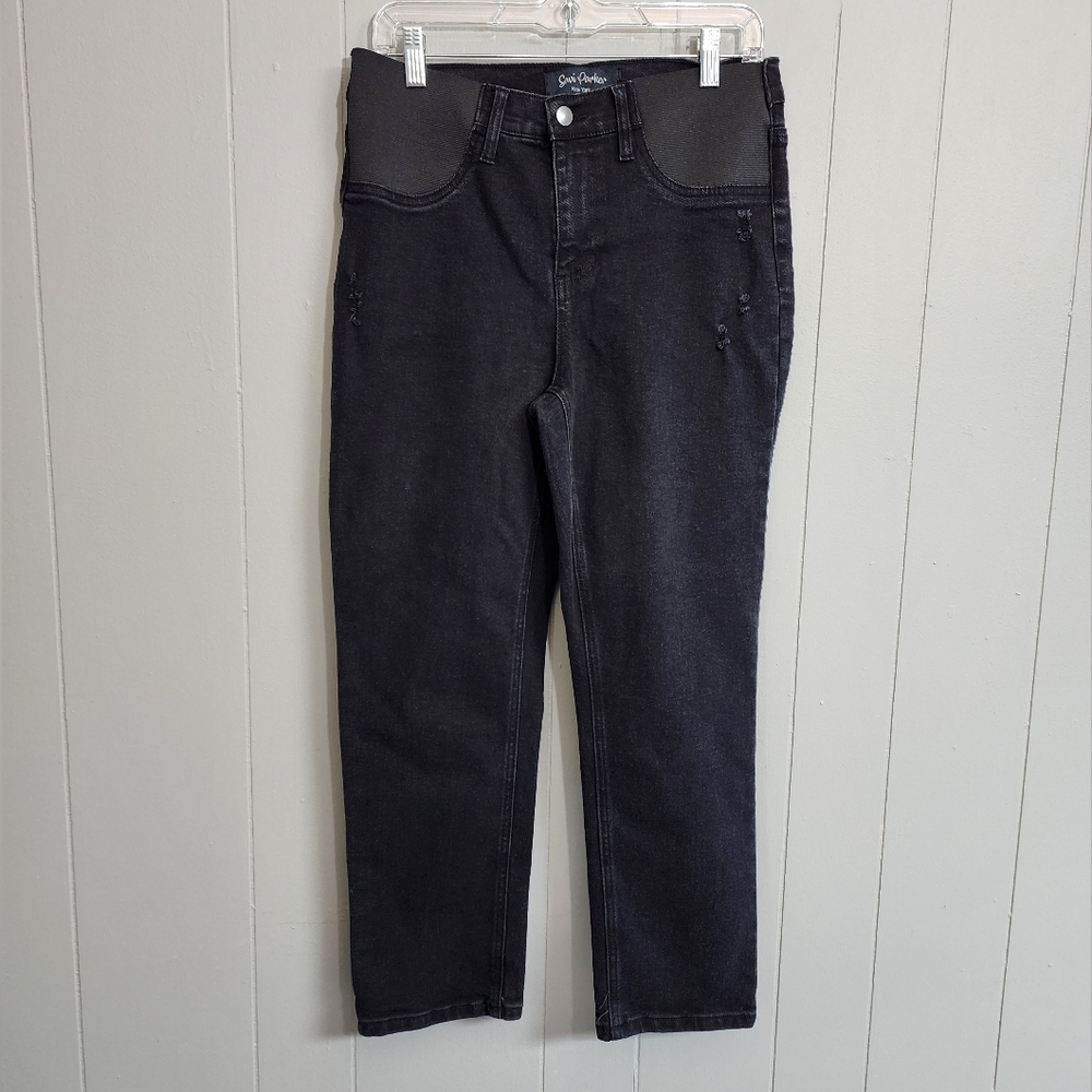 Savi Parker Maternity Straight Leg Elastic High Waist Jeans Size M